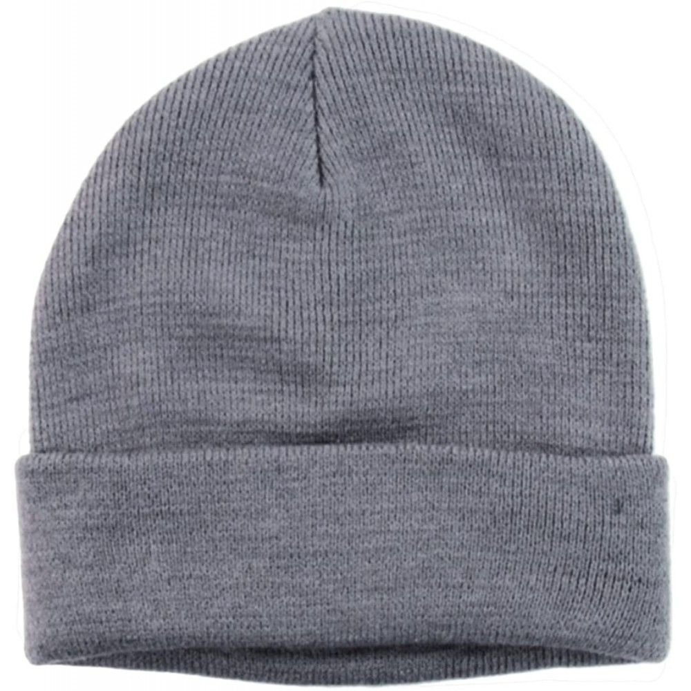 Skullies & Beanies Winter Two Layers Soft Ribbed Knit Fisherman Beanie Hat in Solid Color - Solid Gray - CO12N4NO49I $9.60