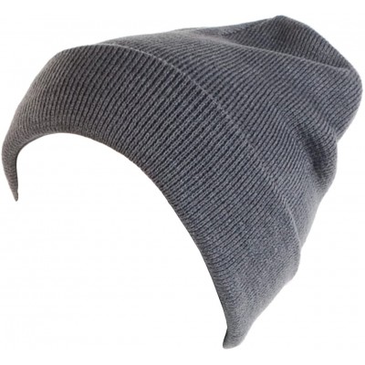 Skullies & Beanies Winter Two Layers Soft Ribbed Knit Fisherman Beanie Hat in Solid Color - Solid Gray - CO12N4NO49I $9.60
