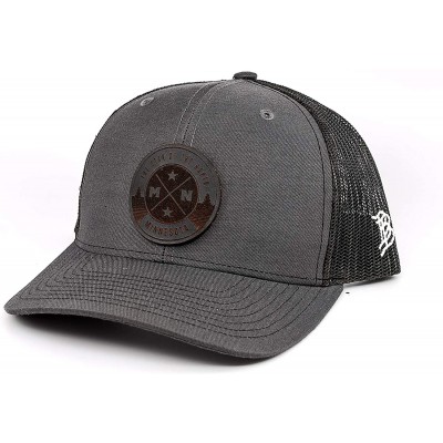 Baseball Caps Minnesota 'Midnight North Star' Black Leather Patch Hat Curved Trucker- OSFA/Charcoal - CW18LRIDQE3 $29.37