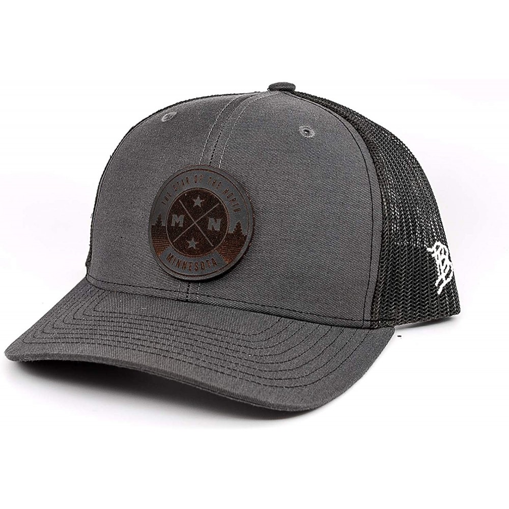 Baseball Caps Minnesota 'Midnight North Star' Black Leather Patch Hat Curved Trucker- OSFA/Charcoal - CW18LRIDQE3 $29.37