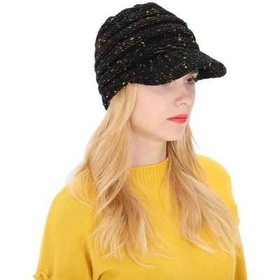 Skullies & Beanies Women Winter Ponytail Turban Hat Knit Baseball Cap Earmuffs Beanie Hat - Black - CS18KNDLO68 $10.82