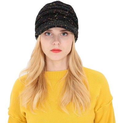 Skullies & Beanies Women Winter Ponytail Turban Hat Knit Baseball Cap Earmuffs Beanie Hat - Black - CS18KNDLO68 $10.82