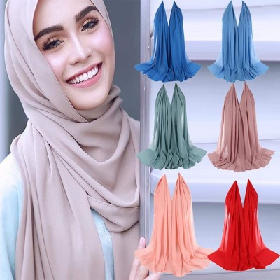 Cold Weather Headbands Women Crinkle Cloud Hijab Scarf Lightweight Chiffon Muslim Islamic Long Hejab Head Wrap Shawls - G - C...