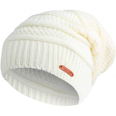 Berets Women Ladies Winter Knitting Hat Warm Artificial Wool Snow Ski Caps With Visor - S1101-white - CU192ZXI9OC $22.66