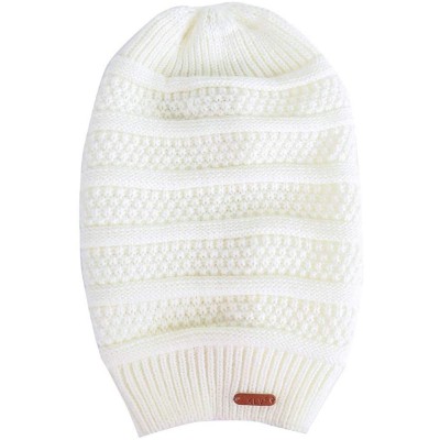 Berets Women Ladies Winter Knitting Hat Warm Artificial Wool Snow Ski Caps With Visor - S1101-white - CU192ZXI9OC $13.43