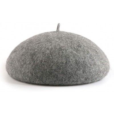 Berets Classic French Artist Beret for Women Wool Beret Hat Solid Color - Gray - CI18KNN4T9I $29.72