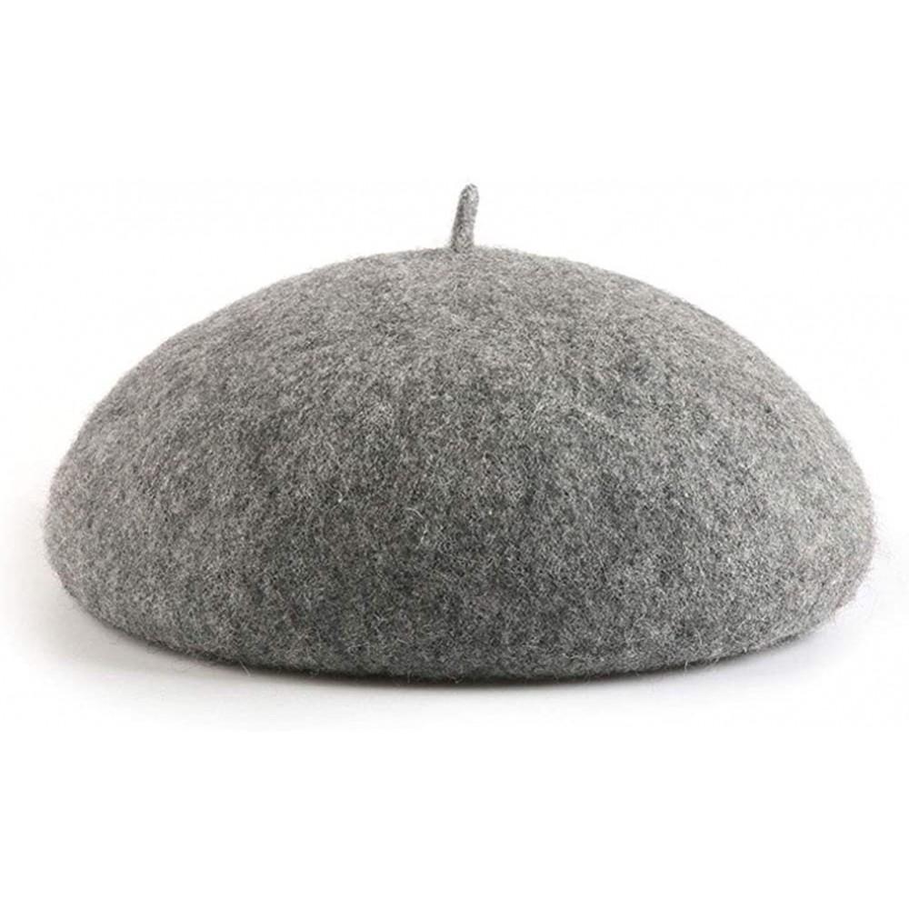 Berets Classic French Artist Beret for Women Wool Beret Hat Solid Color - Gray - CI18KNN4T9I $16.87