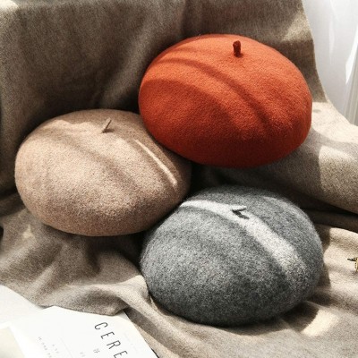 Berets Classic French Artist Beret for Women Wool Beret Hat Solid Color - Gray - CI18KNN4T9I $16.87