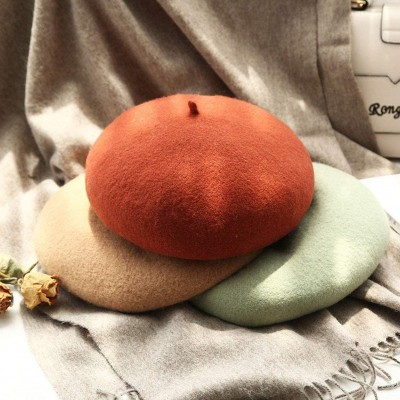 Berets Classic French Artist Beret for Women Wool Beret Hat Solid Color - Gray - CI18KNN4T9I $16.87