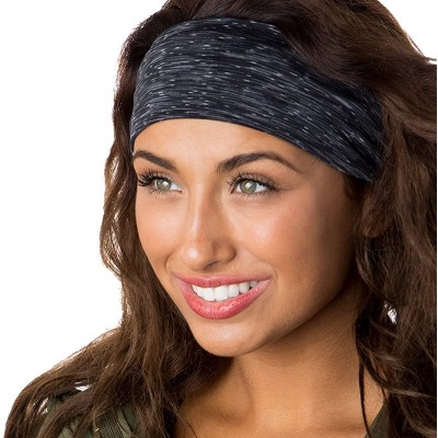 Headbands Adjustable & Stretchy Space Dye Xflex Wide Headbands for Women Girls & Teens - Space Dye Black - C412OCODBCD $15.61