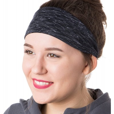 Headbands Adjustable & Stretchy Space Dye Xflex Wide Headbands for Women Girls & Teens - Space Dye Black - C412OCODBCD $15.61