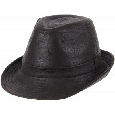 Fedoras Indiana Jones Faux Leather Fedora Hat LD3278 - Darkbrown - CQ12EVL6S7J $34.81