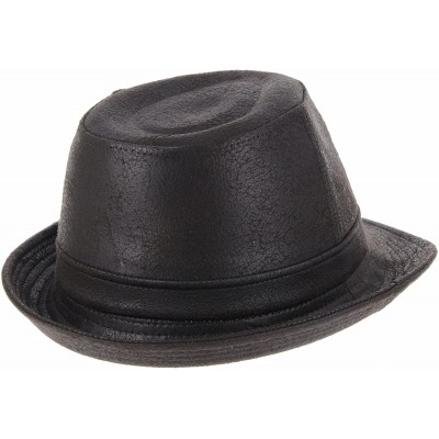 Fedoras Indiana Jones Faux Leather Fedora Hat LD3278 - Darkbrown - CQ12EVL6S7J $34.81