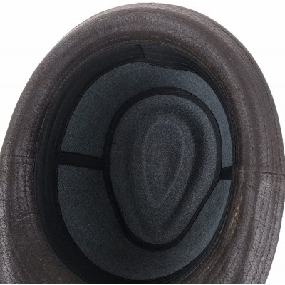 Fedoras Indiana Jones Faux Leather Fedora Hat LD3278 - Darkbrown - CQ12EVL6S7J $34.81