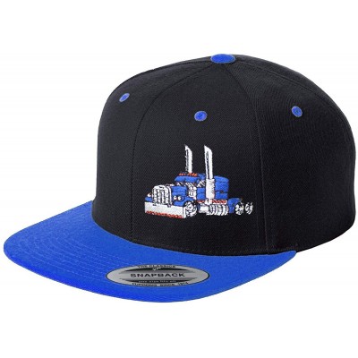 Baseball Caps Trucker Truck Hat Big Rig Cap Flat Bill Snapback - Blk & Blue W/Blue - CQ198CNWIIO $27.08