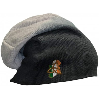 Skullies & Beanies Custom Slouchy Beanie Irish Map Flag Embroidery Skull Cap Hats for Men & Women - Black Grey - CX18A56QD6D ...
