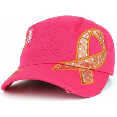 Baseball Caps Hope Leukemia Cancer Awareness Orange Ribbon Embroidered Flat Top Cap - Hot Pink - CG18C5O7EXL $16.45