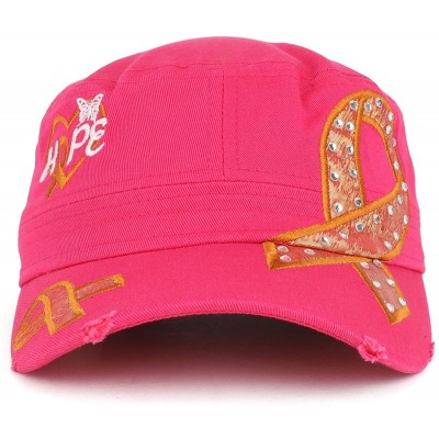 Baseball Caps Hope Leukemia Cancer Awareness Orange Ribbon Embroidered Flat Top Cap - Hot Pink - CG18C5O7EXL $16.45