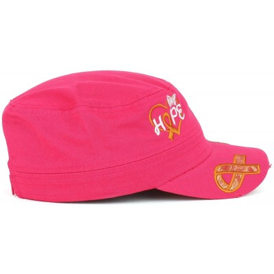 Baseball Caps Hope Leukemia Cancer Awareness Orange Ribbon Embroidered Flat Top Cap - Hot Pink - CG18C5O7EXL $16.45