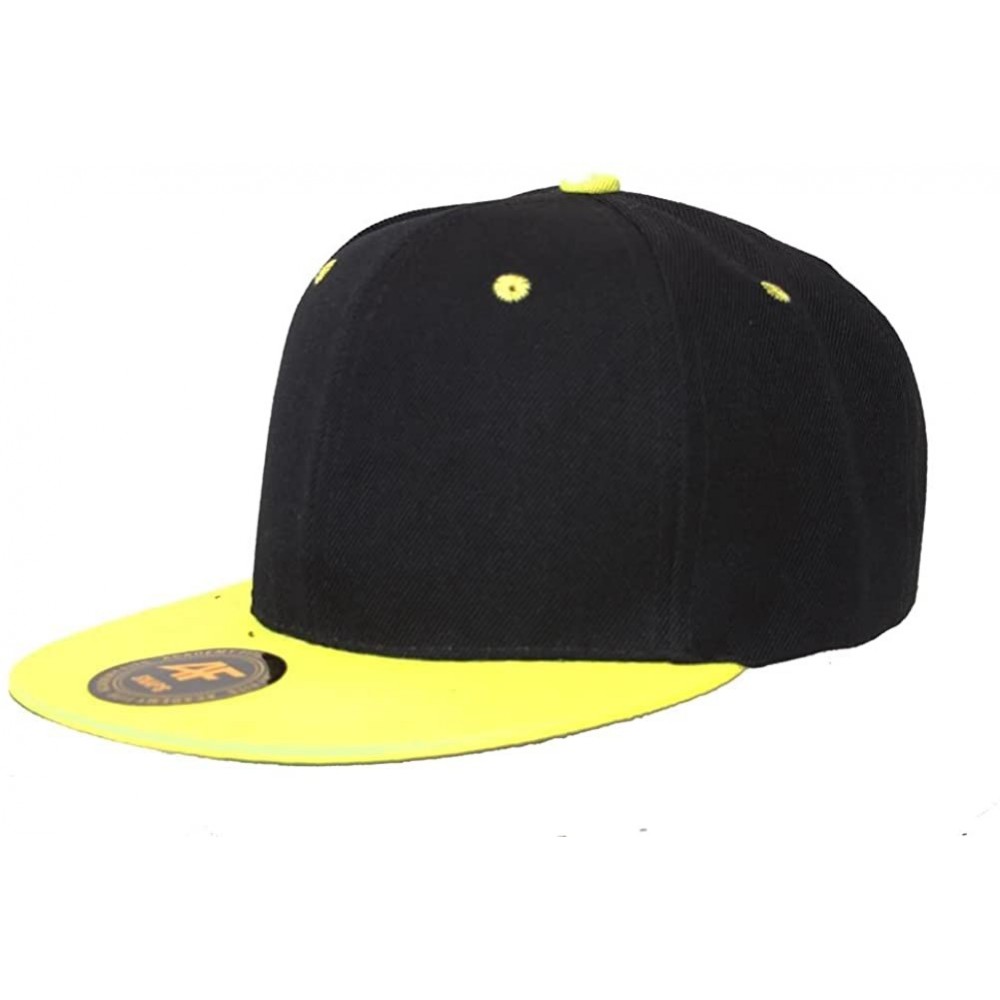 Baseball Caps New Two Tone Snapback Hat Cap - Black/Yellow - C911B5O2SO3 $9.32