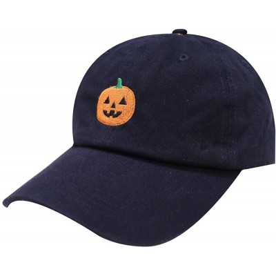 Baseball Caps Halloween Pumpkin Cotton Baseball Dad Caps - Navy - CI12M1OAF2B $11.99