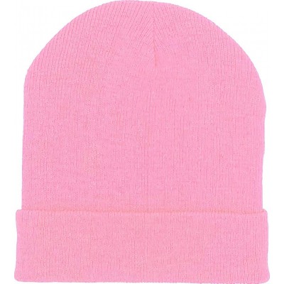 Skullies & Beanies 12 Pack Winter Beanie Hats for Men Women- Warm Cozy Knitted Cuffed Skull Cap- Wholesale - 12 Pack Pink - C...