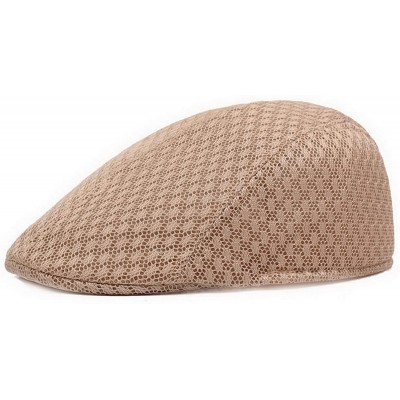 Newsboy Caps Men's Mesh Duckbill Newsboy Beret Solid Ivy Cap Cabbie Driving Flat Cap - Khaki - C418DS3E5SH $10.73