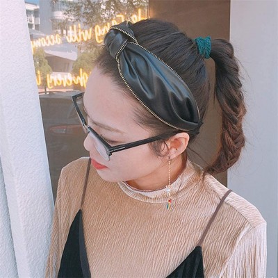 Headbands Fashion Leather Wide Hairband Knot Headband Women Girls Hair Head Hoop Bands Accessories Nice Gift for Lover - CN18...