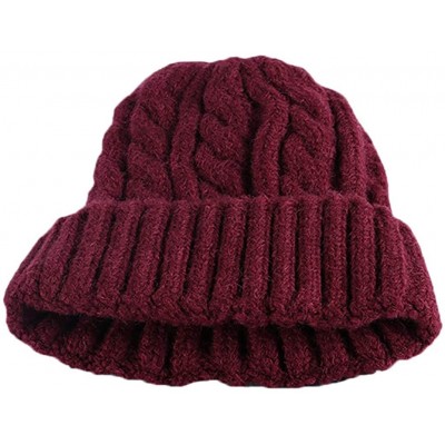 Skullies & Beanies 2018 Winter Women Crochet Hat Wool Knit Beanie Warm Caps - Z-red - CN18LS0W62A $10.57