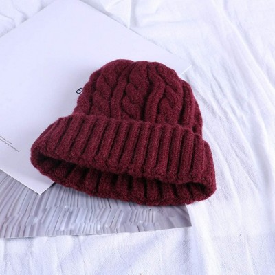 Skullies & Beanies 2018 Winter Women Crochet Hat Wool Knit Beanie Warm Caps - Z-red - CN18LS0W62A $10.57