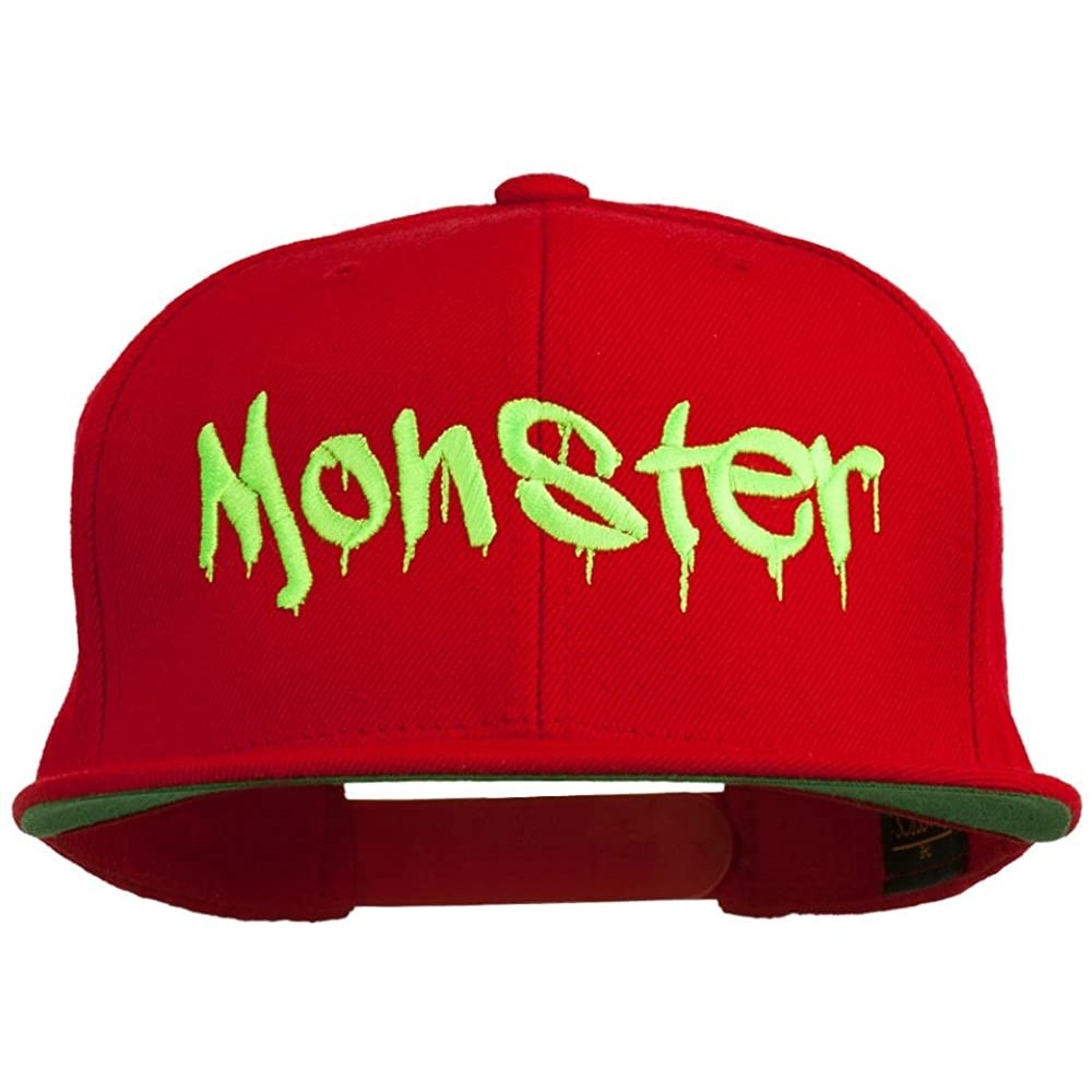 Baseball Caps Halloween Monster Embroidered Snapback Cap - Red - CP11ONZ7PM1 $23.94