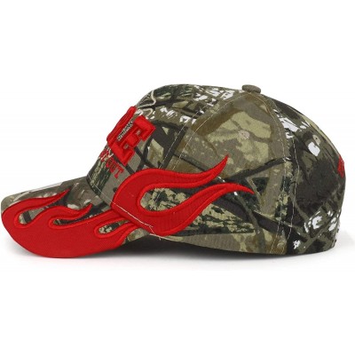 Baseball Caps Fire Department - First in Last Out Fireman Officer Gear Uniform Baseball Cap Hat Adjustable - Camo & Flame - C...