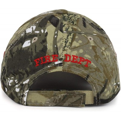 Baseball Caps Fire Department - First in Last Out Fireman Officer Gear Uniform Baseball Cap Hat Adjustable - Camo & Flame - C...