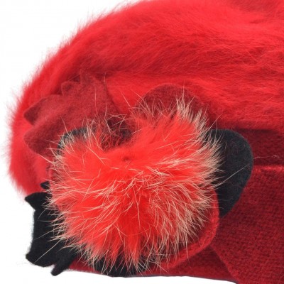 Berets Womens Beret 100% Wool French Beret Beanie Winter Hats Hy022 - Br022-red - CZ18HO25KNT $9.48