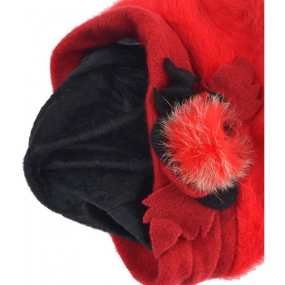 Berets Womens Beret 100% Wool French Beret Beanie Winter Hats Hy022 - Br022-red - CZ18HO25KNT $9.48