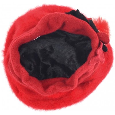 Berets Womens Beret 100% Wool French Beret Beanie Winter Hats Hy022 - Br022-red - CZ18HO25KNT $9.48