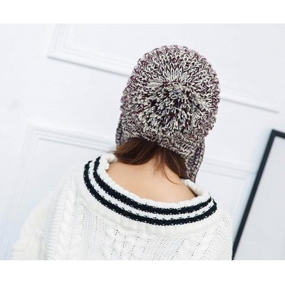 Skullies & Beanies Women Winter Soft Knitted Beanie Hat Ski Ear Flaps Caps for Girls Warm Hats - Beige - C018953T46X $16.67