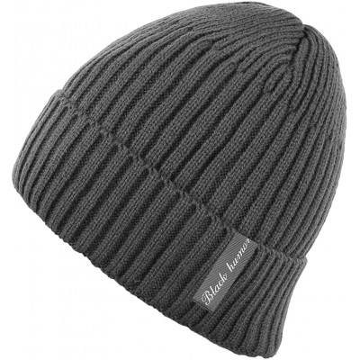 Skullies & Beanies Winter Fluff Lined Beanie Hat Knit Skull Cap - Gray Without Neck Warmer - CF12O0D0TE3 $10.81