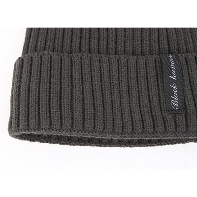 Skullies & Beanies Winter Fluff Lined Beanie Hat Knit Skull Cap - Gray Without Neck Warmer - CF12O0D0TE3 $10.81