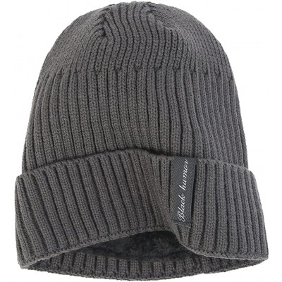 Skullies & Beanies Winter Fluff Lined Beanie Hat Knit Skull Cap - Gray Without Neck Warmer - CF12O0D0TE3 $10.81