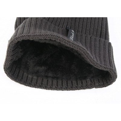 Skullies & Beanies Winter Fluff Lined Beanie Hat Knit Skull Cap - Gray Without Neck Warmer - CF12O0D0TE3 $10.81