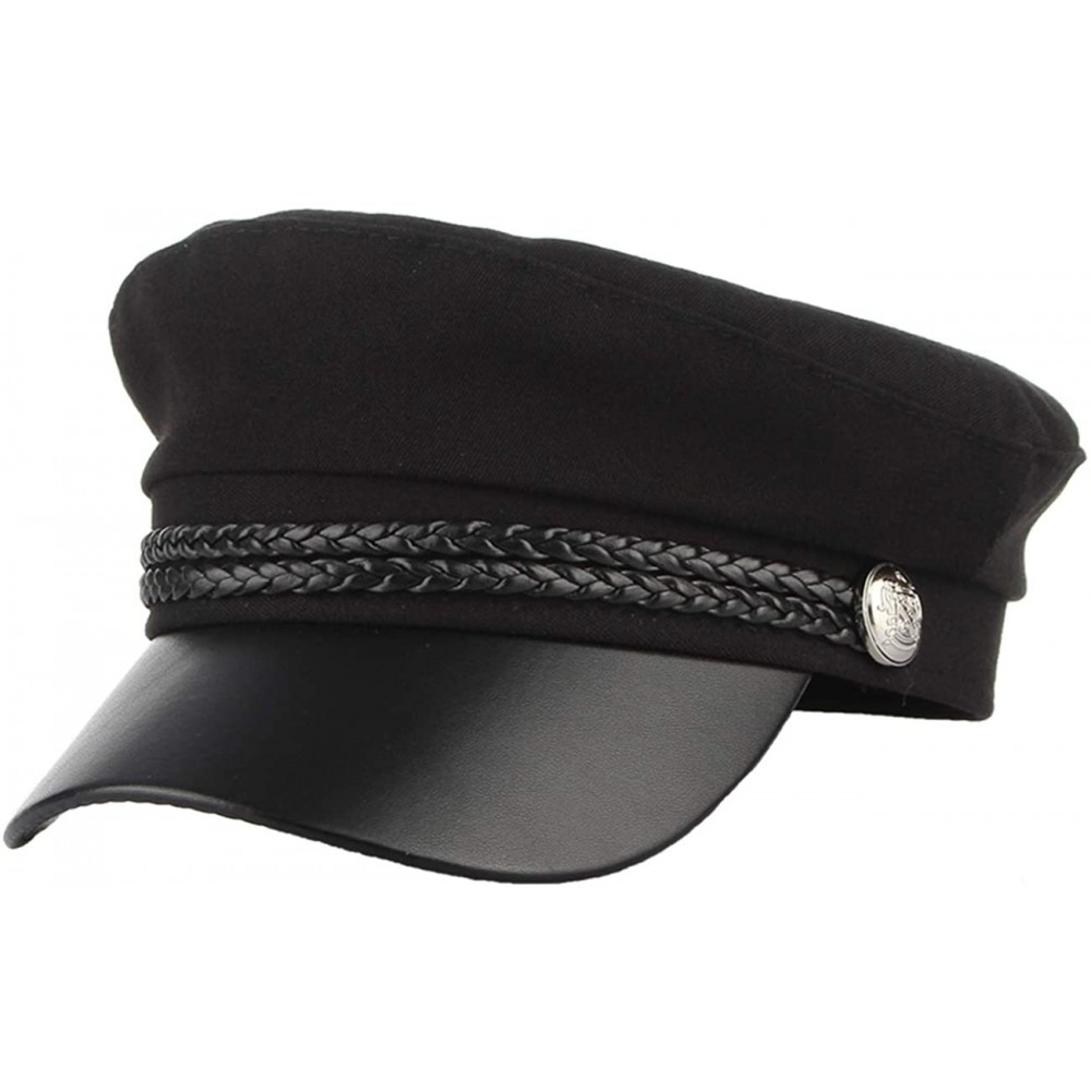 Newsboy Caps Men Women Yacht Captain Sailor Hat Newsboy Cabbie Baker Boy Peaked Beret Cap - Black - CD18Q848DU5 $9.98