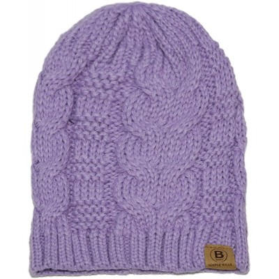 Skullies & Beanies Unisex Warm Chunky Soft Stretch Cable Knit Beanie Cap Hat - 102 2pk S. Pink/ Lilac - CW188LM5ZZN $10.68