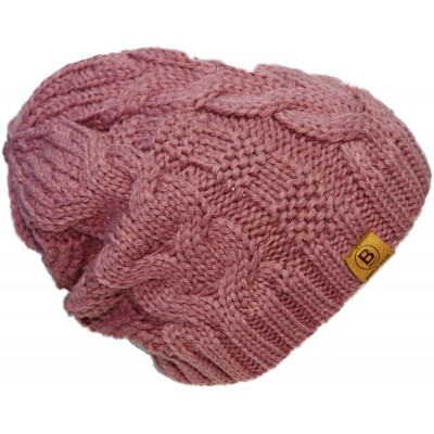 Skullies & Beanies Unisex Warm Chunky Soft Stretch Cable Knit Beanie Cap Hat - 102 2pk S. Pink/ Lilac - CW188LM5ZZN $10.68