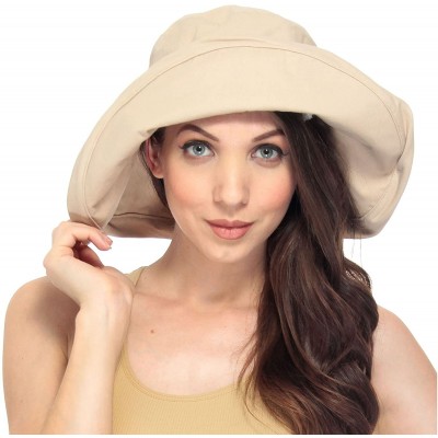 Sun Hats Sun Hat for Women UPF50+ Summer Beach Hat Wide Brim Foldable Bucket Hat - Khaki - CH18CQ478OQ $16.21