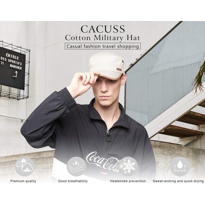 Baseball Caps Men's Cotton Classic Military Hats Adjustable Army Cap Comfy Cadet Hat Vintage Flat Top Cap Baseball Cap - Beig...