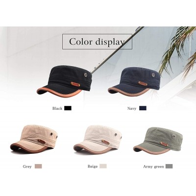 Baseball Caps Men's Cotton Classic Military Hats Adjustable Army Cap Comfy Cadet Hat Vintage Flat Top Cap Baseball Cap - Beig...