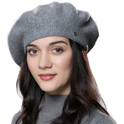Berets Women Beret Hat Wool Knitted Cap Autumn Winter Hat French Classic Beret - Dark Grey - CQ17Z6K3236 $34.44