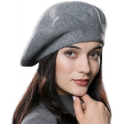 Berets Women Beret Hat Wool Knitted Cap Autumn Winter Hat French Classic Beret - Dark Grey - CQ17Z6K3236 $18.12