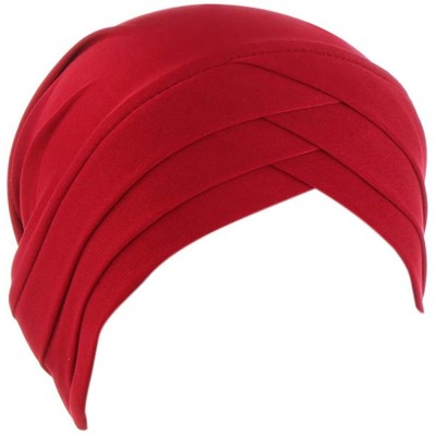 Skullies & Beanies Hijab Chemo Cancer Beanies Turbans Hats Cap Twisted Hair Cover Headwrap Turban Headwear for Women - Red - ...